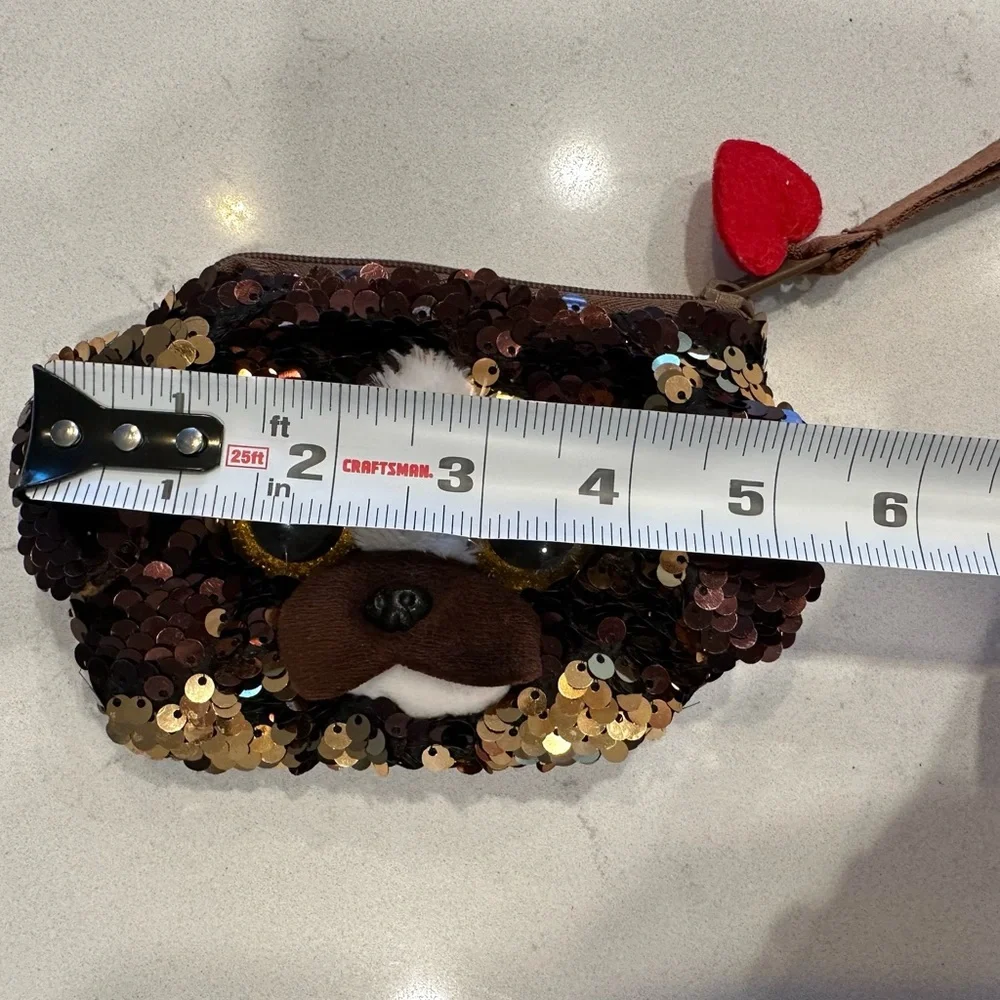 Ty Beanie Babies ‘Brutus’ Dog Brown Sequin Wristlet/Coin Purse